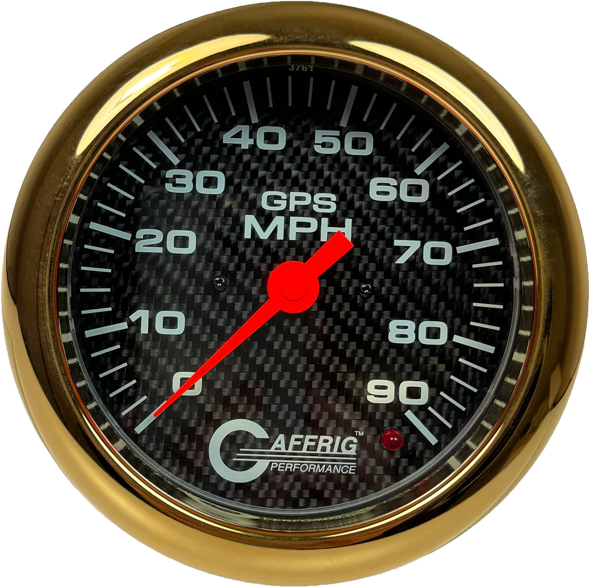 GAFFRIG 4 5/8 INCH GPS SPEEDOMETER - HEAD ONLY - CARBON FIBER GOLD / 90 MPH