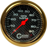 GAFFRIG 4 5/8 INCH GPS SPEEDOMETER - HEAD ONLY - CARBON FIBER GOLD / 90 MPH