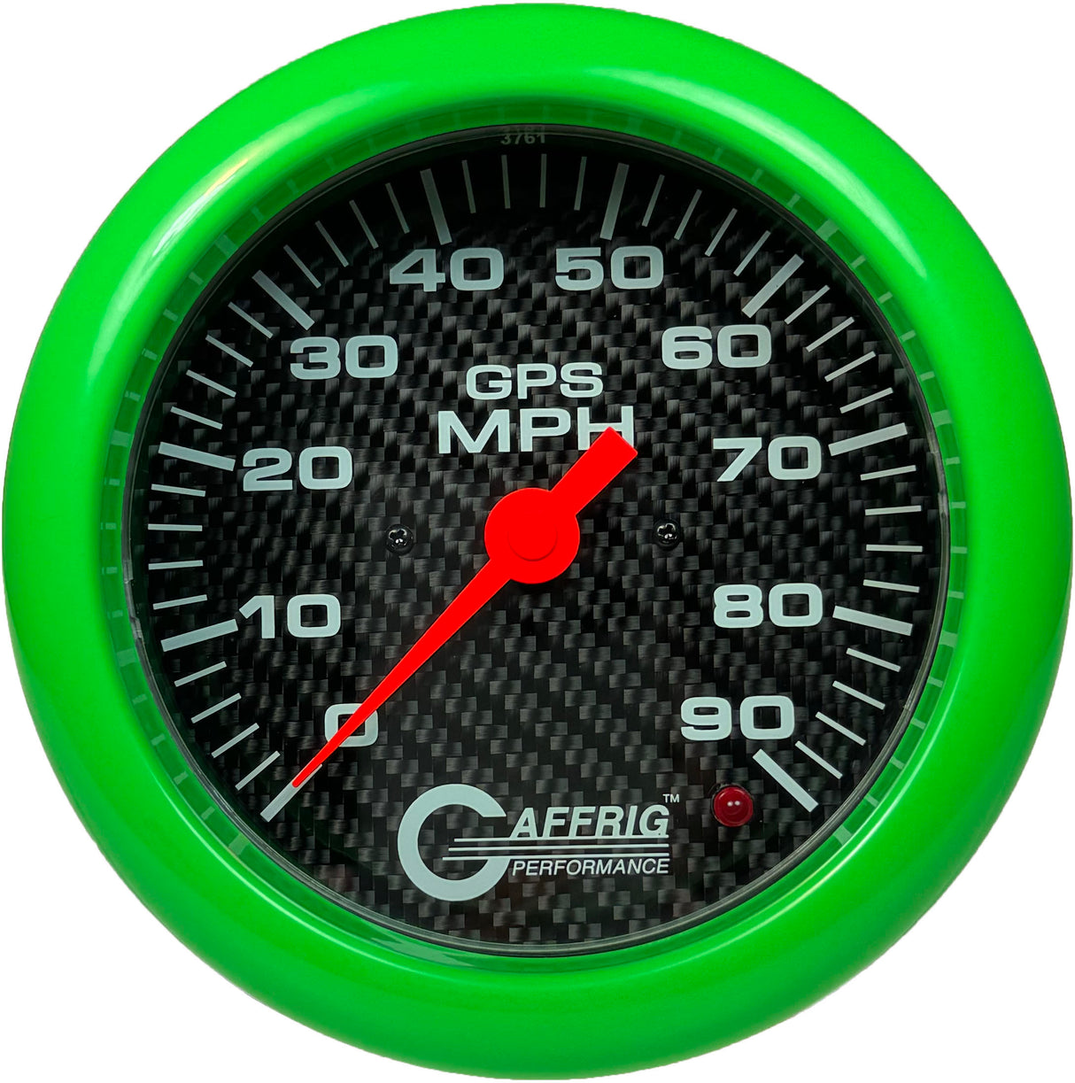 GAFFRIG 4 5/8 INCH GPS SPEEDOMETER KIT - CARBON FIBER FAT RIM (458) / LIME GREEN / 90 MPH