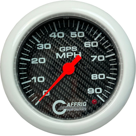 GAFFRIG 4 5/8 INCH GPS SPEEDOMETER KIT - CARBON FIBER FAT RIM (458) / WHITE / 90 MPH