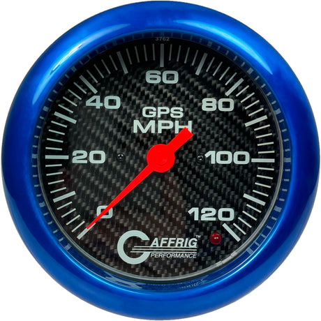 GAFFRIG 4 5/8 INCH GPS SPEEDOMETER - HEAD ONLY - CARBON FIBER BLUE / 120 MPH