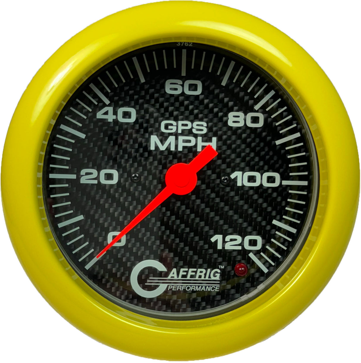 GAFFRIG 4 5/8 INCH GPS SPEEDOMETER - HEAD ONLY - CARBON FIBER YELLOW / 120 MPH