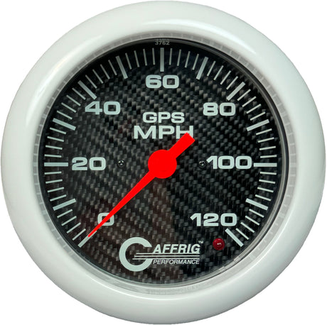 GAFFRIG 4 5/8 INCH GPS SPEEDOMETER - HEAD ONLY - CARBON FIBER WHITE / 120 MPH