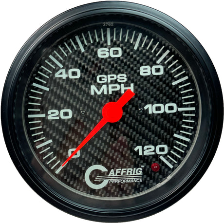 GAFFRIG 4 5/8 INCH GPS SPEEDOMETER - HEAD ONLY - CARBON FIBER NO FAT RIM (STANDARD) / 120 MPH