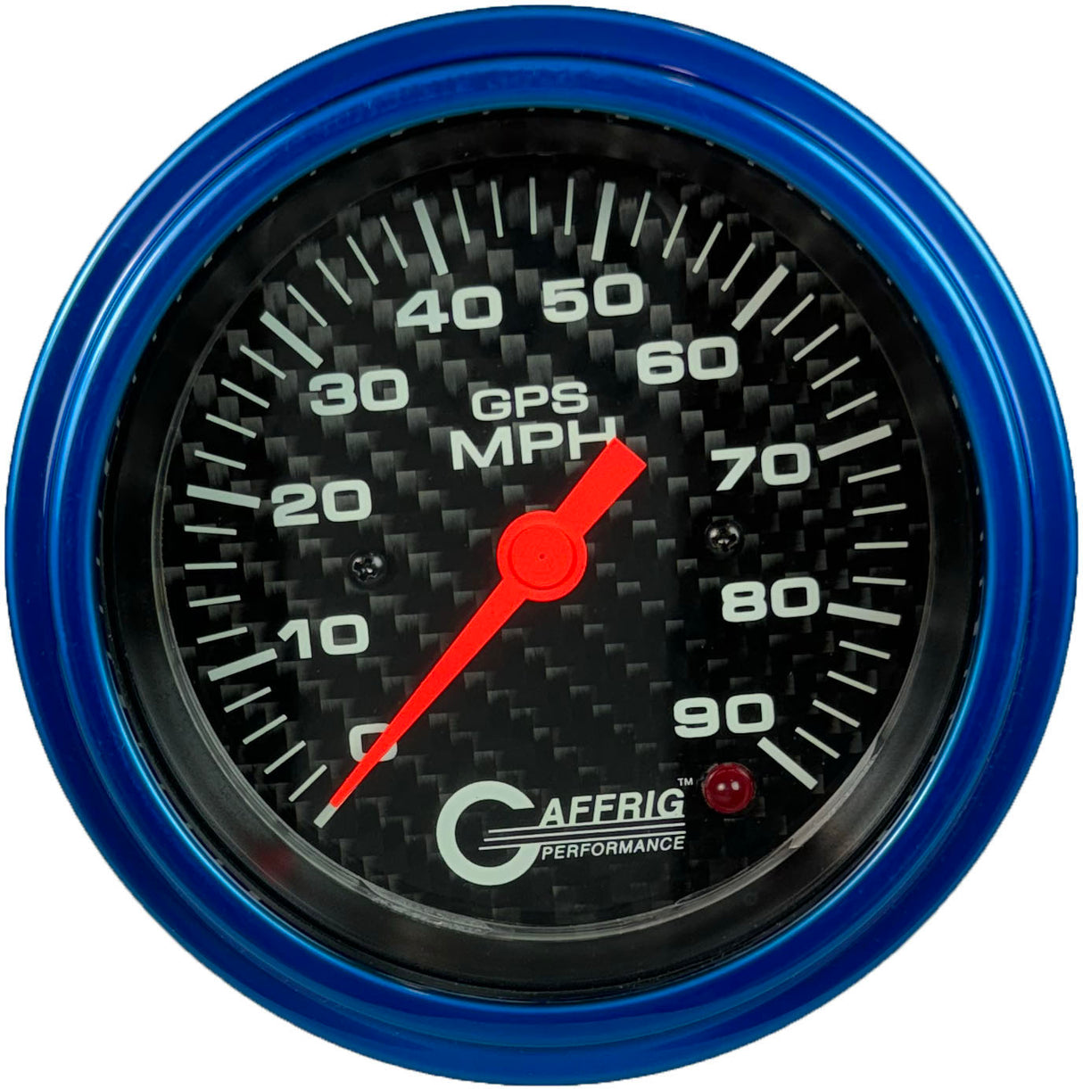 GAFFRIG 3 3/8 INCH GPS SPEEDOMETER - HEAD ONLY - CARBON FIBER STEP RIM (008) / BLUE / 90 MPH