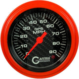 GAFFRIG 3 3/8 INCH GPS SPEEDOMETER - HEAD ONLY - CARBON FIBER STEP RIM (008) / ORANGE / 90 MPH