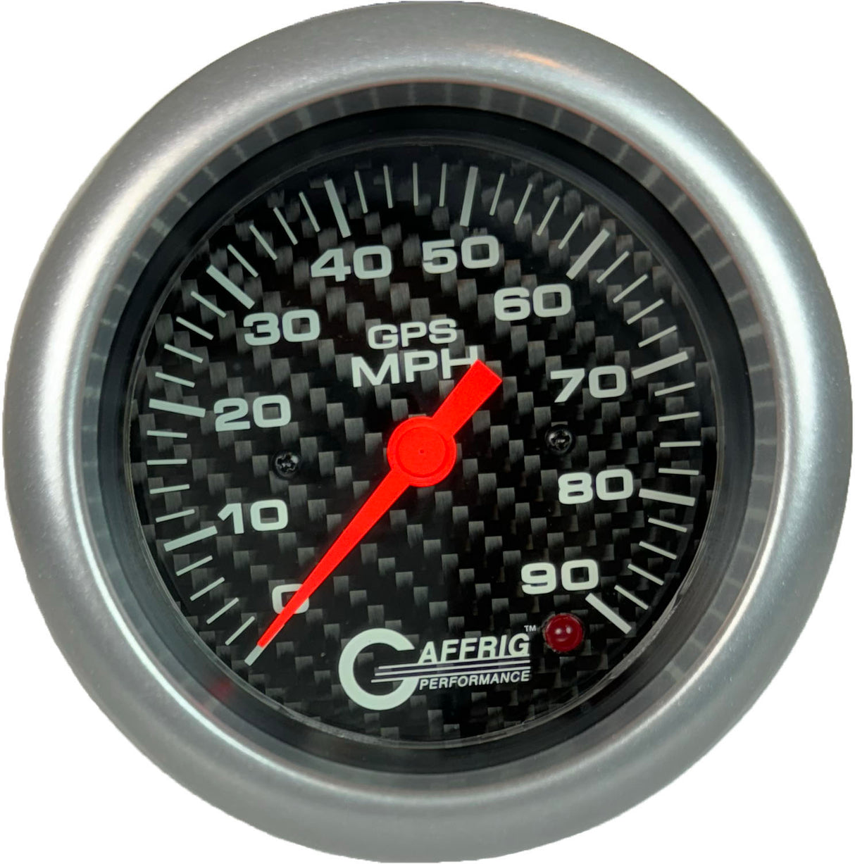 GAFFRIG 3 3/8 INCH GPS SPEEDOMETER - HEAD ONLY - CARBON FIBER FAT RIM (338) / PLATINUM / 90 MPH