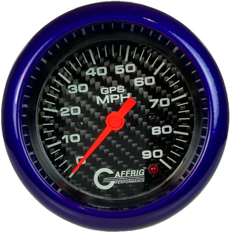 GAFFRIG 3 3/8 INCH GPS SPEEDOMETER - HEAD ONLY - CARBON FIBER FAT RIM (338) / PURPLE / 90 MPH