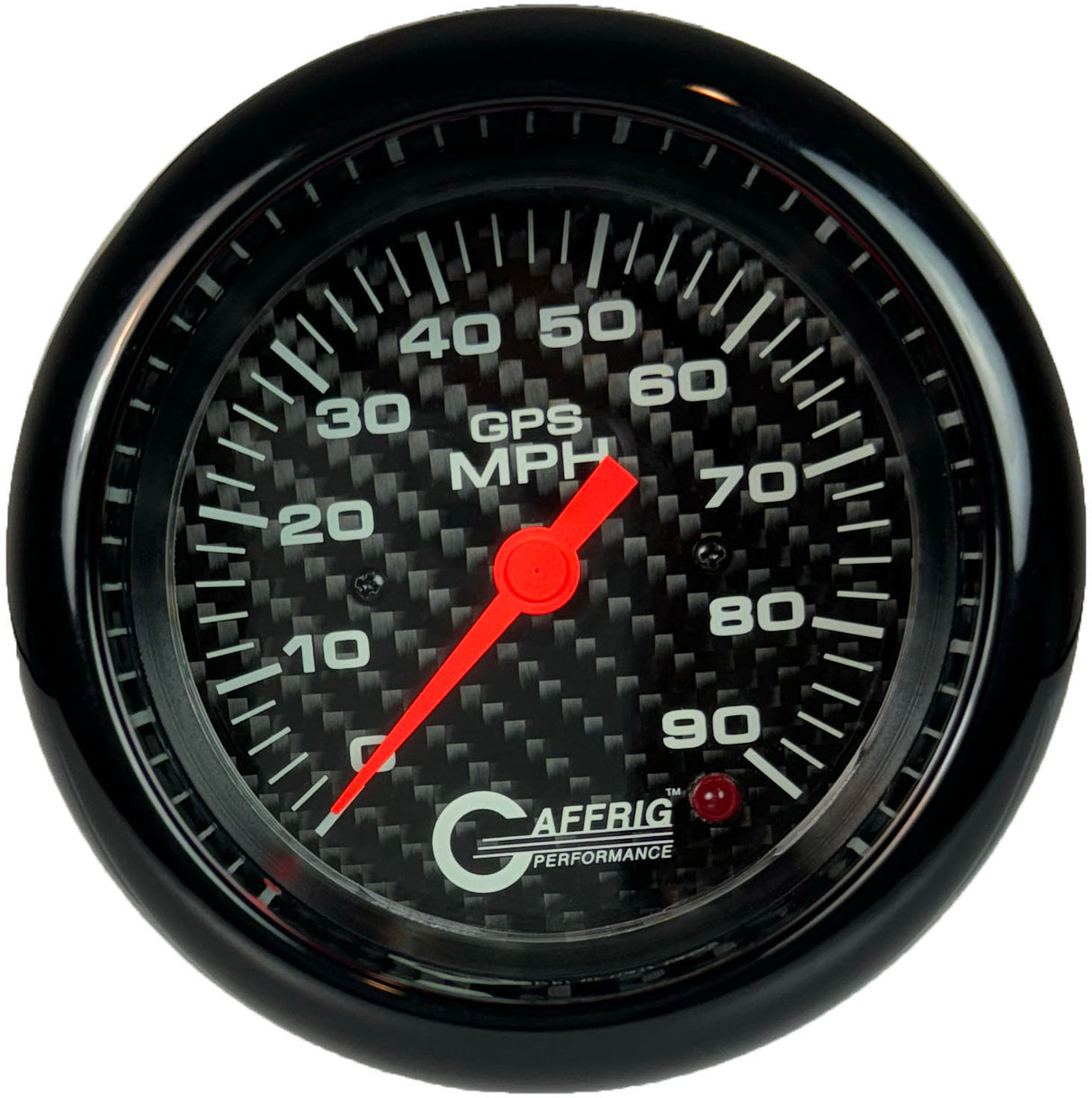 GAFFRIG 3 3/8 INCH GPS SPEEDOMETER - HEAD ONLY - CARBON FIBER FAT RIM (338) / BLACK / 90 MPH