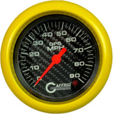 GAFFRIG 3 3/8 INCH GPS SPEEDOMETER - HEAD ONLY - CARBON FIBER FAT RIM (338) / YELLOW / 90 MPH