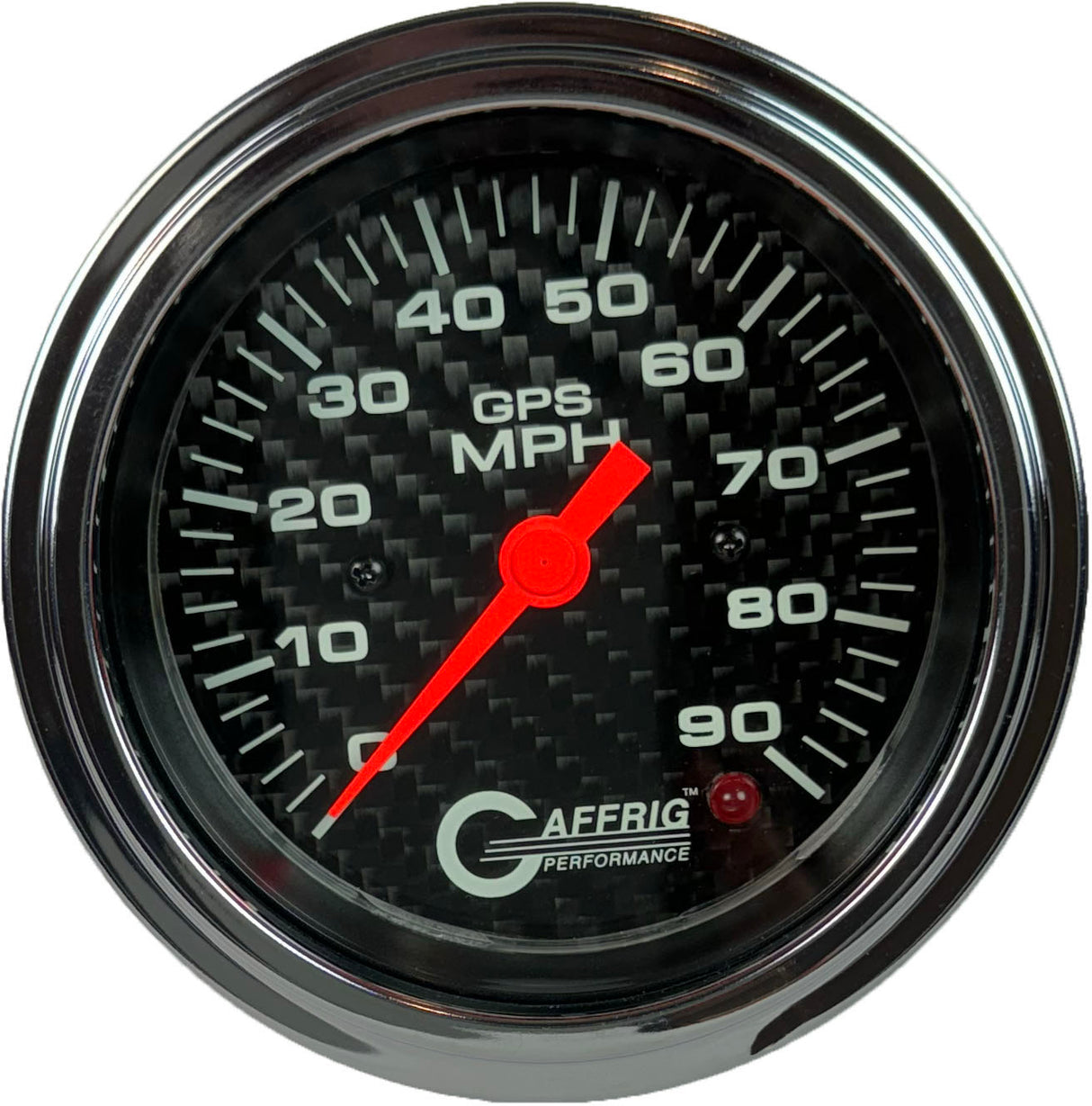 GAFFRIG 3 3/8 INCH GPS ANALOG SPEEDOMETER KIT - CARBON FIBER STEP RIM (008) / CHROME / 90 MPH