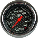 GAFFRIG 3 3/8 INCH GPS ANALOG SPEEDOMETER KIT - CARBON FIBER FAT RIM (338) / CHROME / 90 MPH