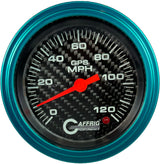 GAFFRIG 3 3/8 INCH GPS SPEEDOMETER - HEAD ONLY - CARBON FIBER STEP RIM (008) / TEAL / 120 MPH