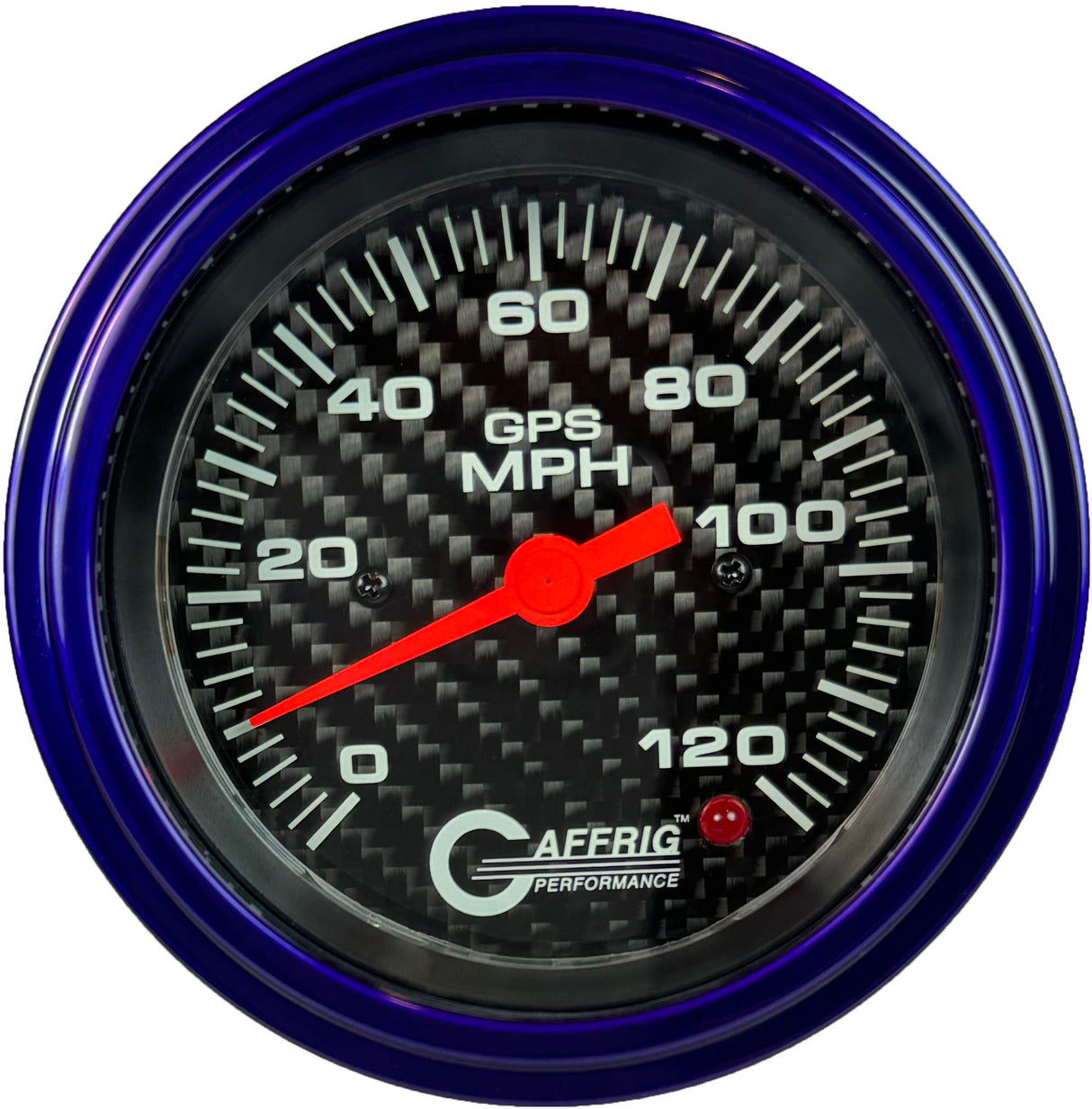 GAFFRIG 3 3/8 INCH GPS SPEEDOMETER - HEAD ONLY - CARBON FIBER STEP RIM (008) / PURPLE / 120 MPH