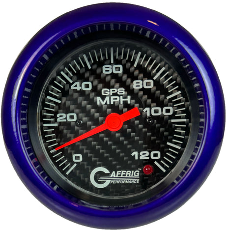 GAFFRIG 3 3/8 INCH GPS SPEEDOMETER - HEAD ONLY - CARBON FIBER FAT RIM (338) / PURPLE / 120 MPH