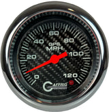 GAFFRIG 3 3/8 INCH GPS SPEEDOMETER - HEAD ONLY - CARBON FIBER FAT RIM (338) / CHROME/POLISHED / 120 MPH