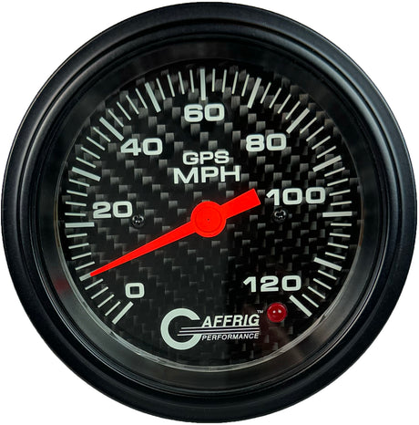 GAFFRIG 3 3/8 INCH GPS SPEEDOMETER - HEAD ONLY - CARBON FIBER STEP RIM (008) / BLACK / 120 MPH