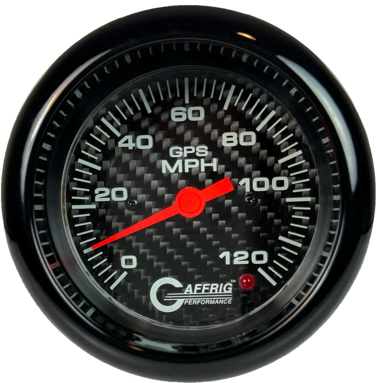 GAFFRIG 3 3/8 INCH GPS ANALOG SPEEDOMETER KIT - CARBON FIBER FAT RIM (338) / BLACK / 120 MPH