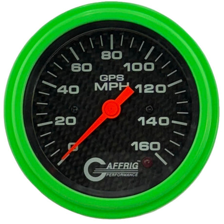 GAFFRIG 3 3/8 INCH GPS ANALOG SPEEDOMETER KIT - CARBON FIBER - 90 MPH, 120 MPH, 160 MPH