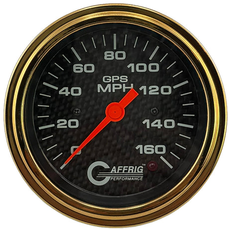 GAFFRIG 3 3/8 INCH GPS ANALOG SPEEDOMETER KIT - CARBON FIBER - 90 MPH, 120 MPH, 160 MPH