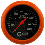 GAFFRIG 3 3/8 INCH GPS ANALOG SPEEDOMETER KIT - CARBON FIBER - 90 MPH, 120 MPH, 160 MPH