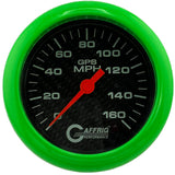 GAFFRIG 3 3/8 INCH GPS ANALOG SPEEDOMETER KIT - CARBON FIBER - 90 MPH, 120 MPH, 160 MPH