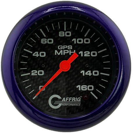 GAFFRIG 3 3/8 INCH GPS ANALOG SPEEDOMETER KIT - CARBON FIBER - 90 MPH, 120 MPH, 160 MPH
