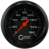 GAFFRIG 3 3/8 INCH GPS ANALOG SPEEDOMETER KIT - CARBON FIBER - 90 MPH, 120 MPH, 160 MPH