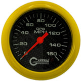 GAFFRIG 3 3/8 INCH GPS ANALOG SPEEDOMETER KIT - CARBON FIBER - 90 MPH, 120 MPH, 160 MPH