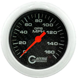 GAFFRIG 3 3/8 INCH GPS ANALOG SPEEDOMETER KIT - CARBON FIBER - 90 MPH, 120 MPH, 160 MPH