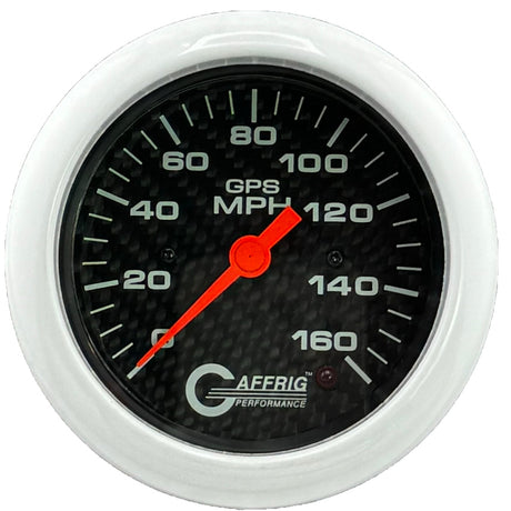 GAFFRIG 3 3/8 INCH GPS ANALOG SPEEDOMETER KIT - CARBON FIBER - 90 MPH, 120 MPH, 160 MPH