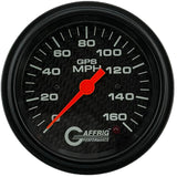 GAFFRIG 3 3/8 INCH GPS ANALOG SPEEDOMETER KIT - CARBON FIBER - 90 MPH, 120 MPH, 160 MPH