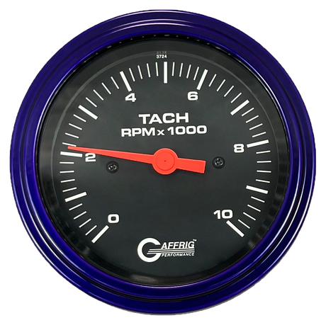 GAFFRIG 3 3/8 INCH TACHOMETER GAUGE 6000, 8000 & 10000 RPM BLACK 10000 / STEP RIM (008) / PURPLE