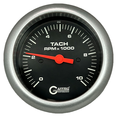 GAFFRIG 3 3/8 INCH TACHOMETER GAUGE 6000, 8000 & 10000 RPM BLACK 10000 / FAT RIM (338) / PLATINUM