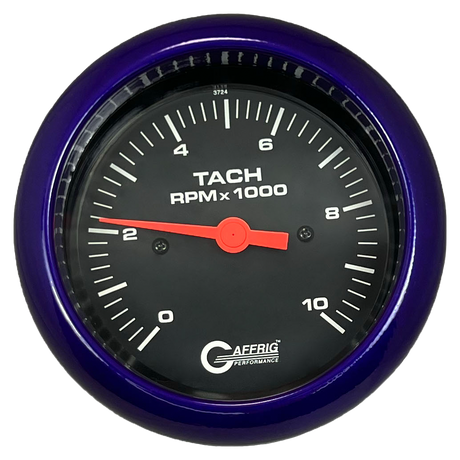 GAFFRIG 3 3/8 INCH TACHOMETER GAUGE 6000, 8000 & 10000 RPM BLACK 10000 / FAT RIM (338) / PURPLE