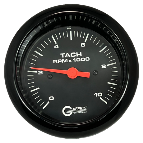 GAFFRIG 3 3/8 INCH TACHOMETER GAUGE 6000, 8000 & 10000 RPM BLACK 10000 / FAT RIM (338) / BLACK