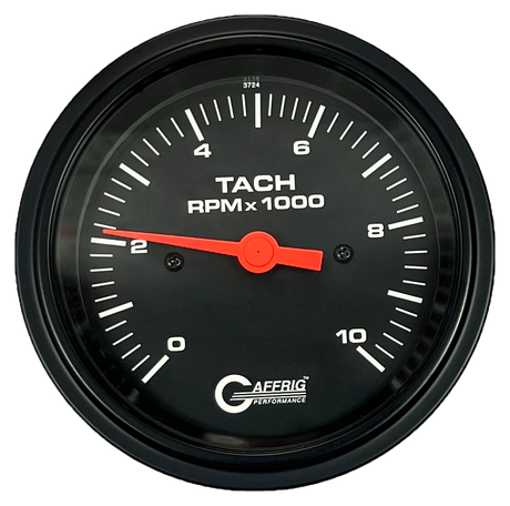 GAFFRIG 3 3/8 INCH TACHOMETER GAUGE 6000, 8000 & 10000 RPM BLACK 10000 / STEP RIM (008) / BLACK