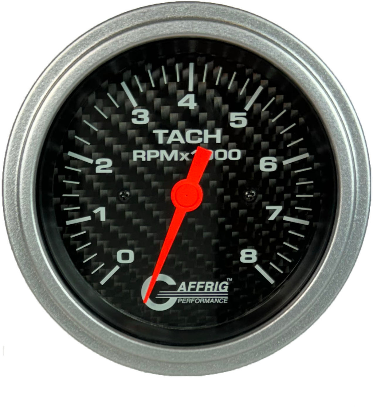 GAFFRIG 3 3/8 INCH ELECTRIC TACHOMETER 6000 & 8000 RPM CARBON FIBER STEP RIM (008) / PLATINUM / 8000