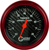 GAFFRIG 3 3/8 INCH ELECTRIC TACHOMETER 6000 & 8000 RPM CARBON FIBER STEP RIM (008) / RED / 8000