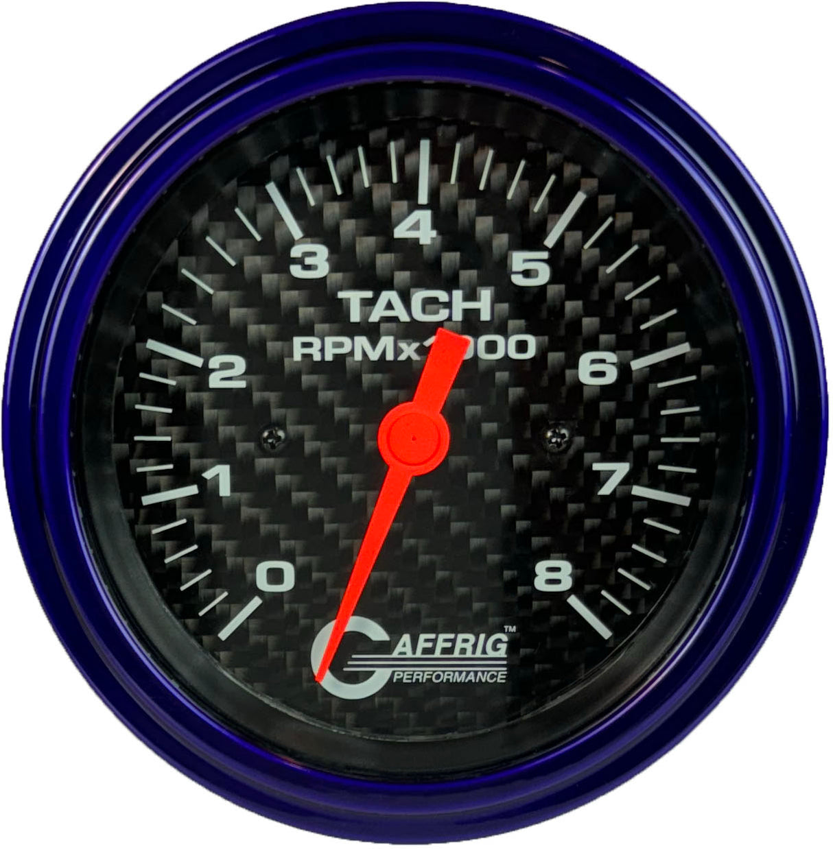 GAFFRIG 3 3/8 INCH ELECTRIC TACHOMETER 6000 & 8000 RPM CARBON FIBER STEP RIM (008) / PURPLE / 8000