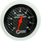 GAFFRIG 3 3/8 INCH ELECTRIC TACHOMETER 6000 & 8000 RPM CARBON FIBER STEP RIM (008) / WHITE / 8000