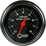 GAFFRIG 3 3/8 INCH ELECTRIC TACHOMETER 6000 & 8000 RPM CARBON FIBER STEP RIM (008) / CHROME/POLISHED / 8000