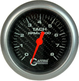 GAFFRIG 3 3/8 INCH ELECTRIC TACHOMETER 6000 & 8000 RPM CARBON FIBER FAT RIM (338) / PLATINUM / 8000