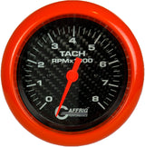 GAFFRIG 3 3/8 INCH ELECTRIC TACHOMETER 6000 & 8000 RPM CARBON FIBER FAT RIM (338) / ORANGE / 8000