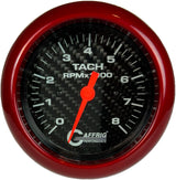 GAFFRIG 3 3/8 INCH ELECTRIC TACHOMETER 6000 & 8000 RPM CARBON FIBER FAT RIM (338) / RED / 8000