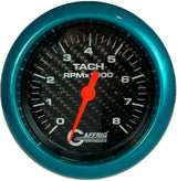 GAFFRIG 3 3/8 INCH ELECTRIC TACHOMETER 6000 & 8000 RPM CARBON FIBER FAT RIM (338) / TEAL / 8000