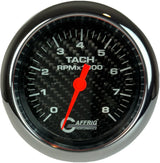 GAFFRIG 3 3/8 INCH ELECTRIC TACHOMETER 6000 & 8000 RPM CARBON FIBER FAT RIM (338) / CHROME/POLISHED / 8000