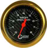 GAFFRIG 3 3/8 INCH ELECTRIC TACHOMETER 6000 & 8000 RPM CARBON FIBER FAT RIM (338) / GOLD / 8000