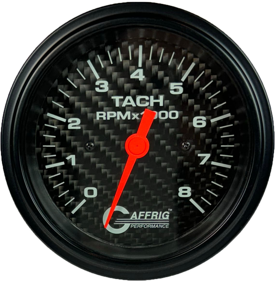 GAFFRIG 3 3/8 INCH ELECTRIC TACHOMETER 6000 & 8000 RPM CARBON FIBER STEP RIM (008) / BLACK / 8000