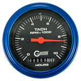 GAFFRIG 3 3/8 INCH ELECTRIC TACH/HOUR METER 0-10000 RPM GAUGE STEP RIM (008) / BLUE / BLACK